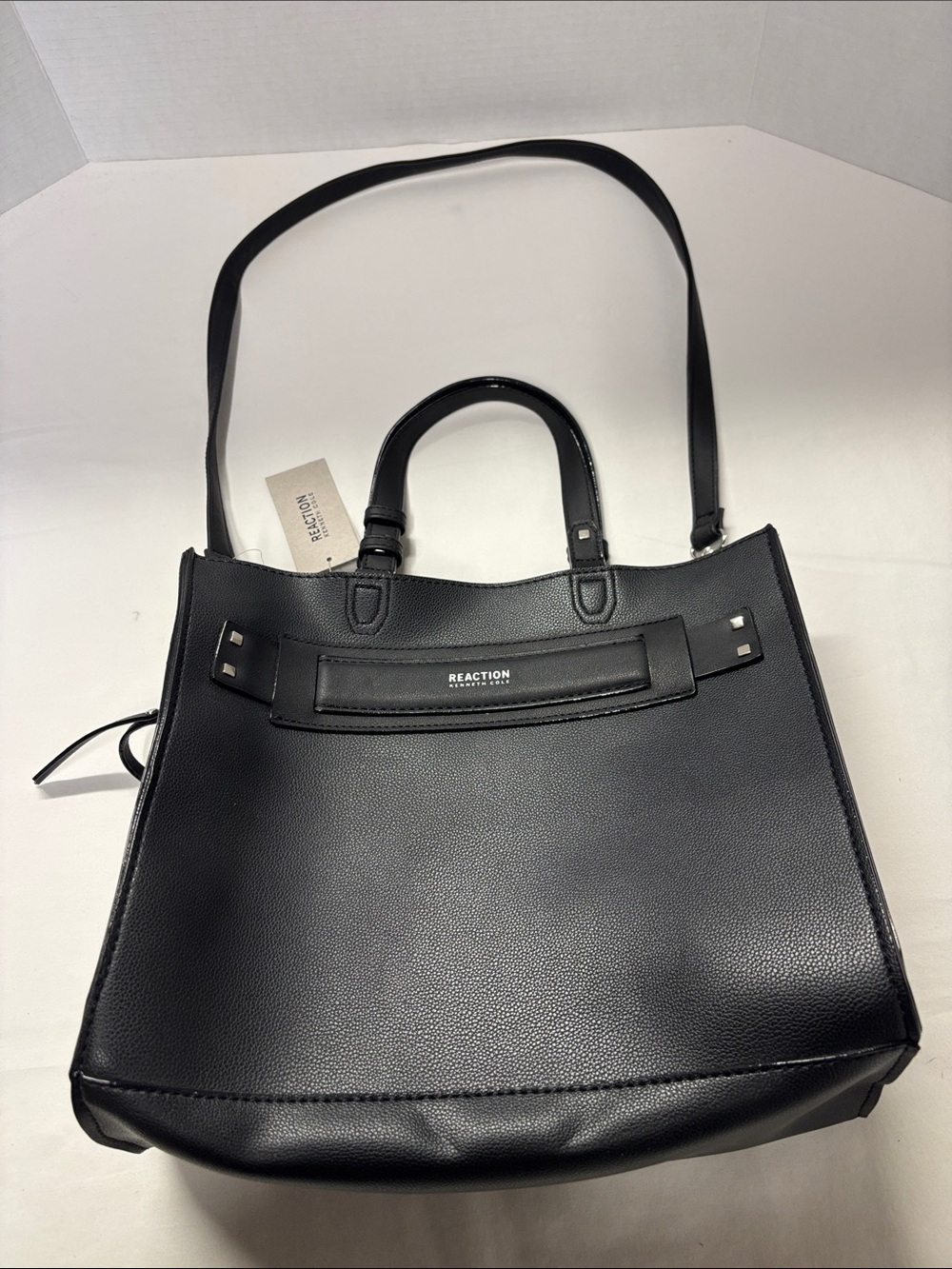 Kenneth Cole Reaction Black Pebble Tote with Detachable Strap